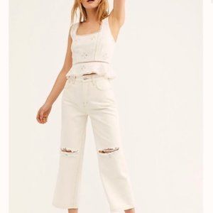 Free People Ranger ivory Denim Wide Leg Jeans